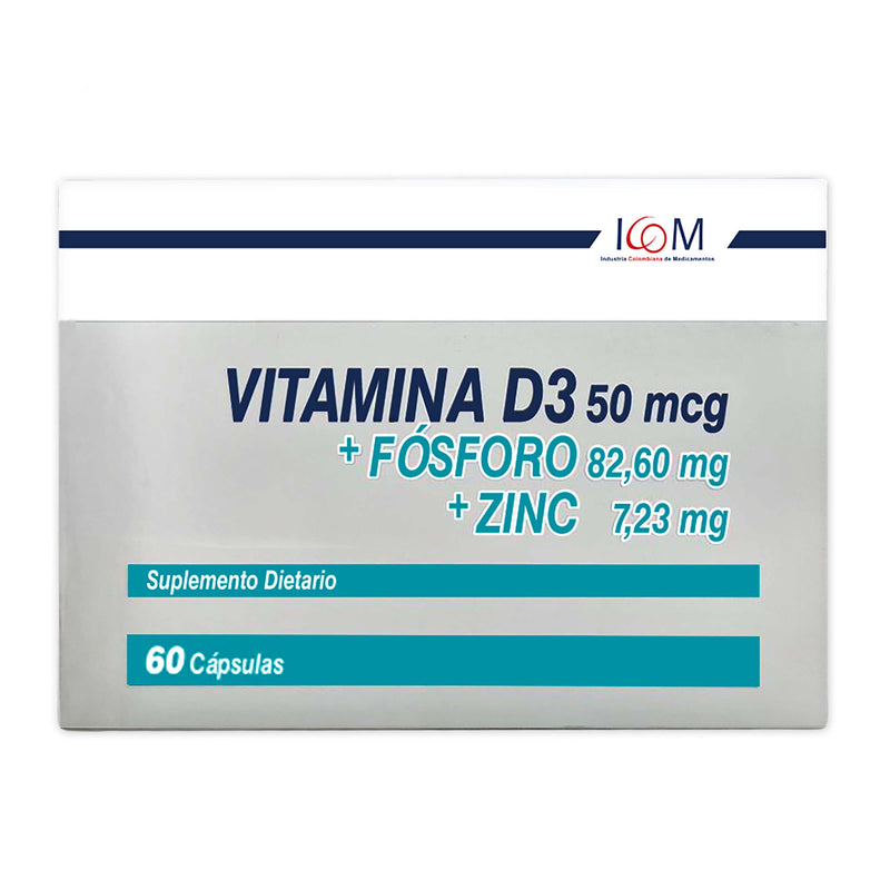 VITAMINA D3 FOSFORO Y ZINC 60 CAP
